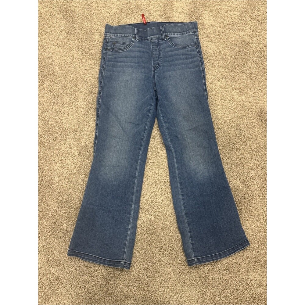 Spanx Jeans Womens Large Vintage Indigo Cropped Kick Flare Pants Denim 20541R